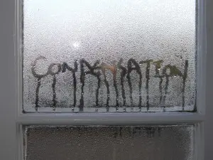 Condensation written in the condensation of the window